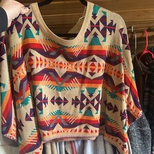 Aztec Blu Pepper size large Patterned Sweater - Multicolor
